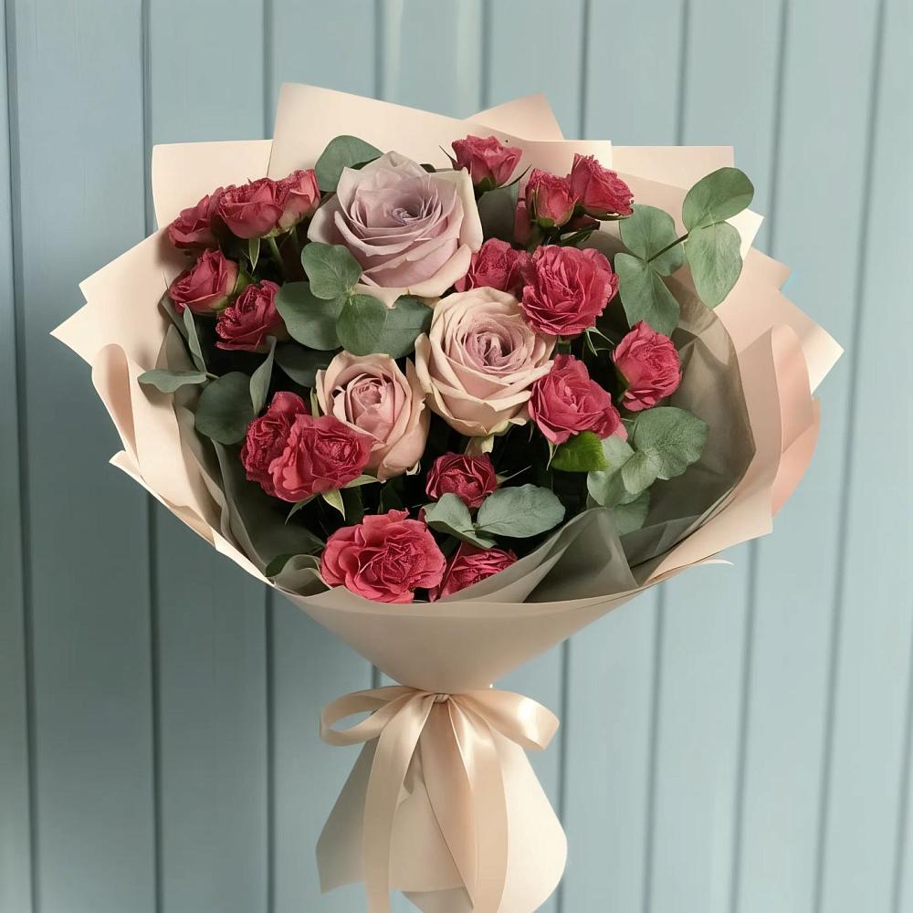 Букет цветов из: Гвоздики и Розы в Евсино