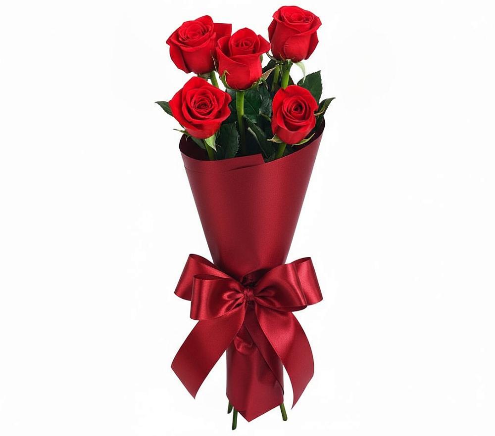 Букет 5 Красных роз Эдлесс Лав в Евсино