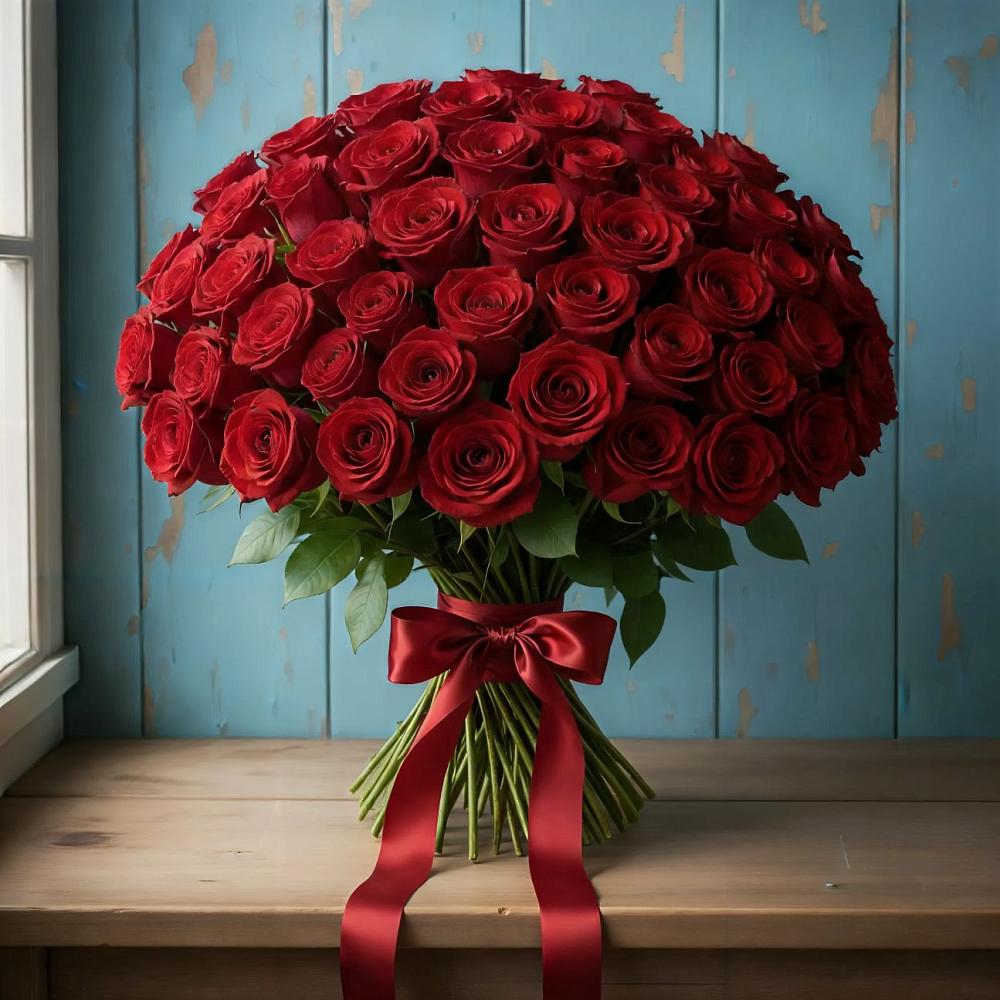 Букет Красные розы Блэк Меджик в Евсино