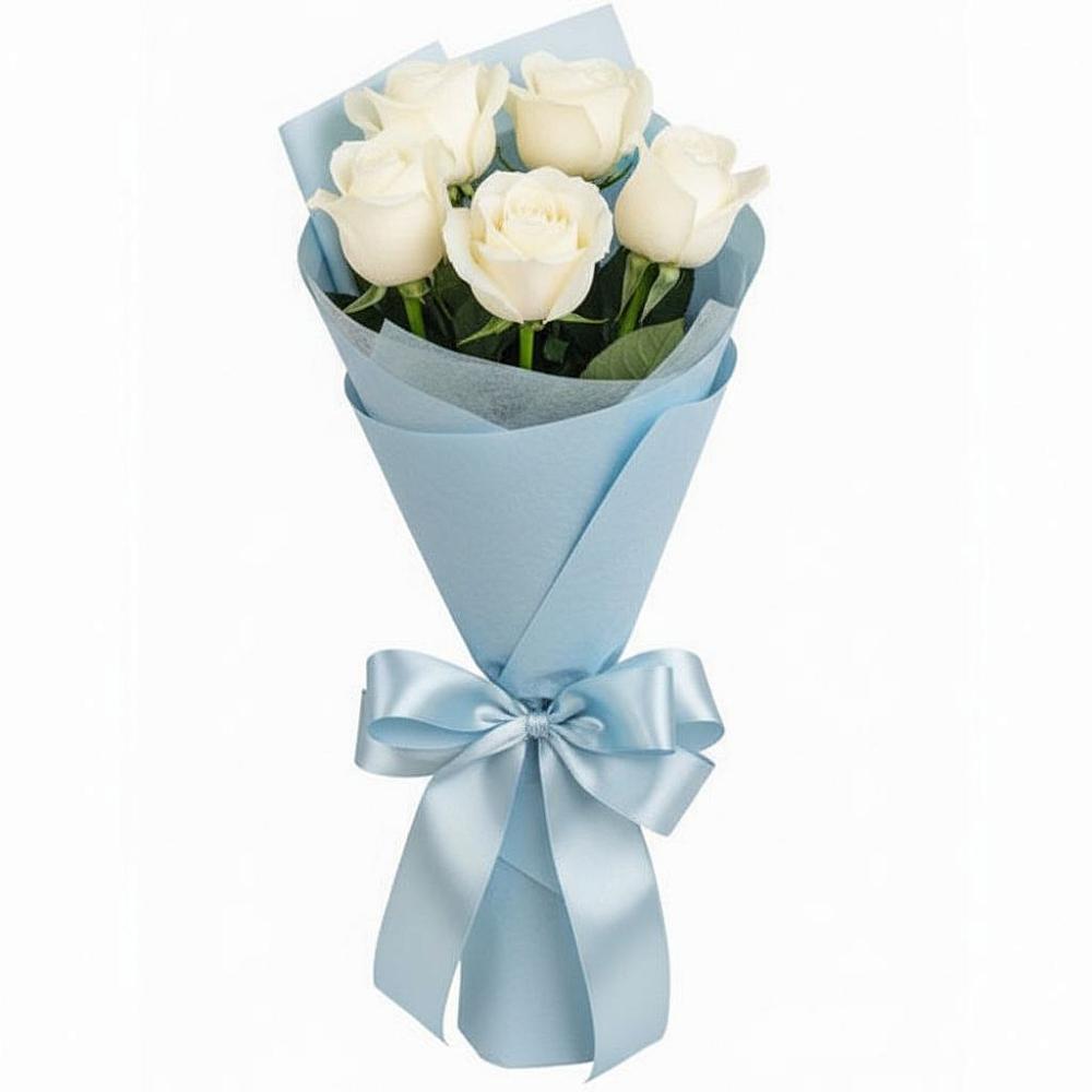 Букет 5 Белых роз Проуд в Евсино