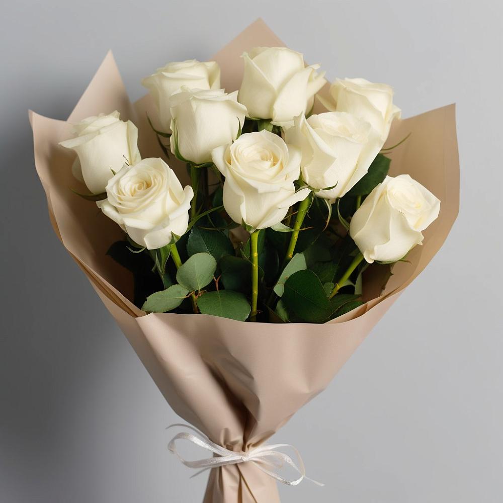 Букет 9 Белых роз Эдлесс Лав в Евсино