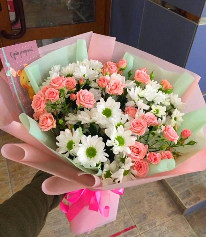 Букет цветов из: Розы и Хризантемы в Евсино