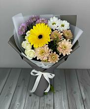Букет цветов из:  Розы, Герберы и Хризантемы в Евсино