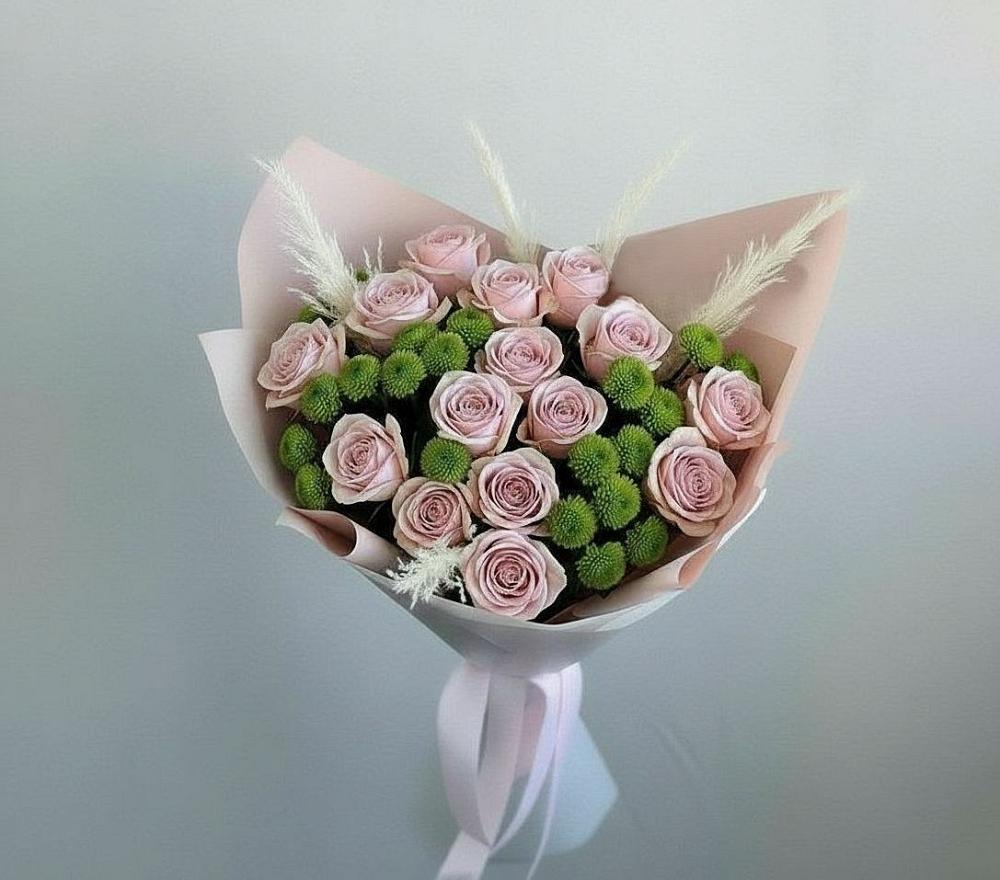 Букет цветов из: Розы и Хризантемы в Евсино