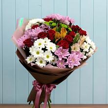 Букет цветов из:  Розы, Хризантемы и Альстромерии в Евсино