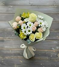 Букет цветов из:  Альстромерии, Розы и Хризантемы в Евсино