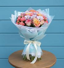 Букет цветов из:  Хризантемы и Розы в Евсино